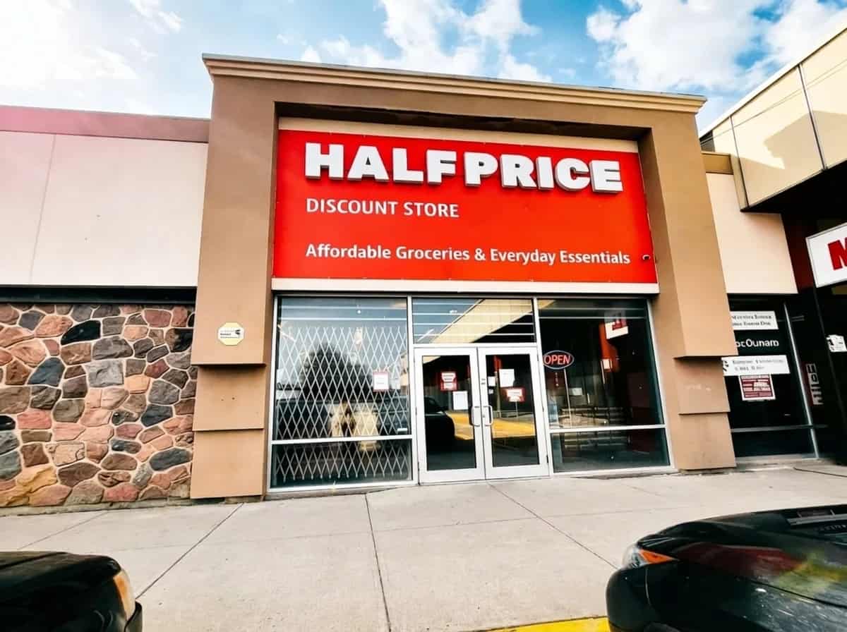 The real HALFPRICE storefront at Midtown Centre Mall in Oshawa